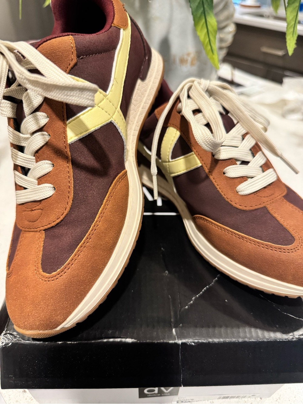 DV by Dolce Vita - Brown, Cream & Pale Yellow Women's Sneakers